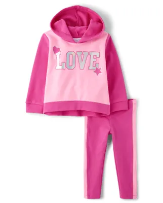 Toddler Girls Colorblock Love 2-Piece Outfit Set