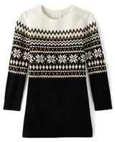 Girls Snowflake Fairisle Sweater Dress