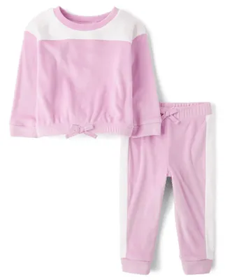 Toddler Girls Colorblock Velour 2-Piece Outfit Set
