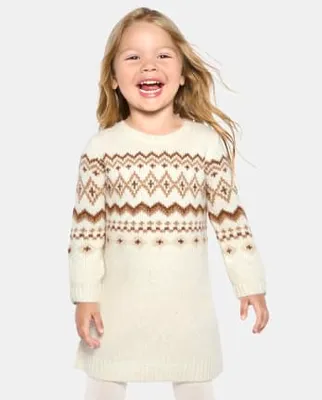 Baby And Toddler Girls Mommy Me Fairisle Sweater Dress