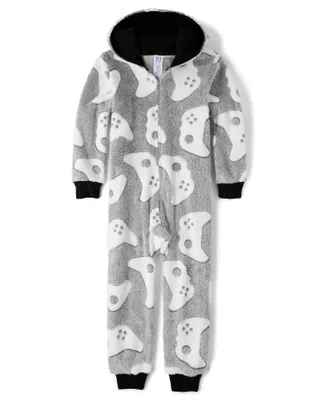 Boys Gamer Sherpa One Piece Pajamas