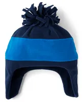 Boys Colorblock Fleece Pom Hat