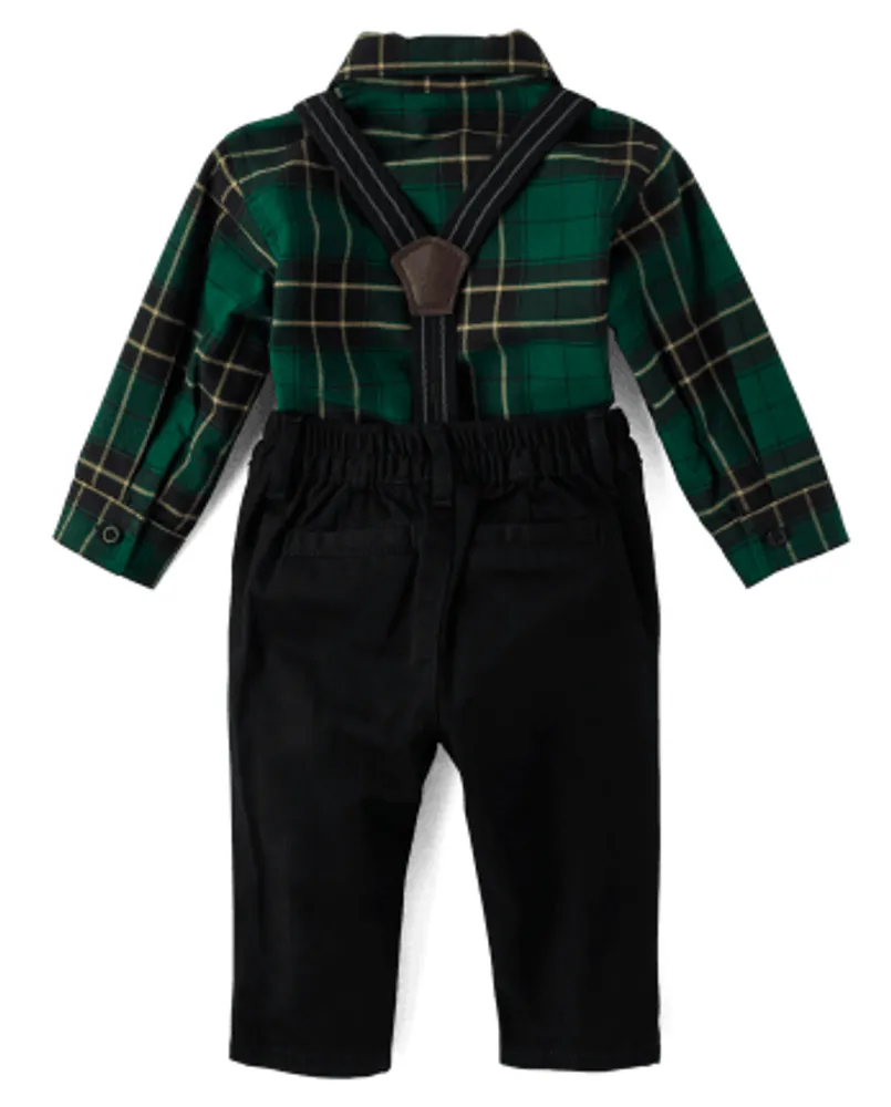 Baby Boys Matching Family Plaid Oxford 3-Piece Outfit Set