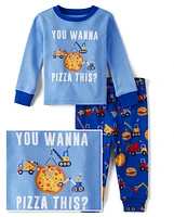 Pyjama en coton ajusté pizza pour bébés et tout-petits garçons