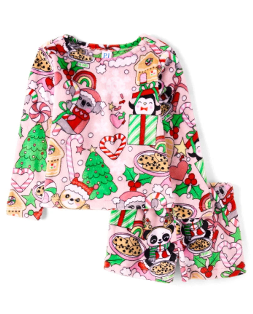 Girls Christmas Fleece Pajamas