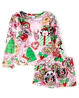 Girls Christmas Fleece Pajamas