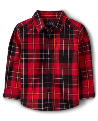 Baby And Toddler Boys Matching Family Plaid Poplin Button Up Shirt