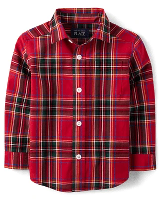 Baby And Toddler Boys Matching Family Plaid Poplin Button Up Shirt