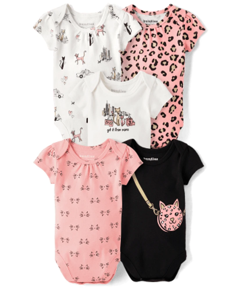 Baby Girls Leopard Bodysuit 5-Pack