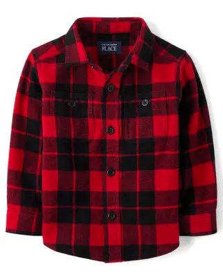 Baby And Toddler Boys Buffalo Plaid Flannel Button Up Shirt