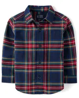 Toddler Boys Plaid Oxford Button Up Shirt