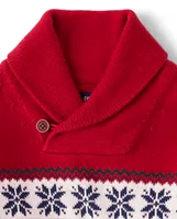 Boys Matching Family Christmas Fairisle Shawl Sweater