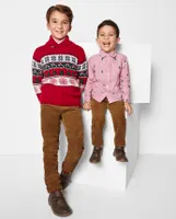 Boys Matching Family Christmas Fairisle Shawl Sweater