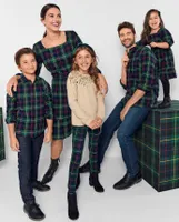 Boys Matching Family Plaid Flannel Button Up Shirt