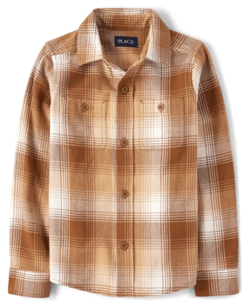 Boys Dad And Me Plaid Flannel Button Up Shirt