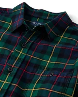 Mens Matching Family Plaid Flannel Button Up Shirt