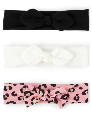 Baby Girls Leopard Bow Headwrap 3-Pack
