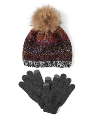 Boys Pom Hat And Texting Gloves 2-Piece Set