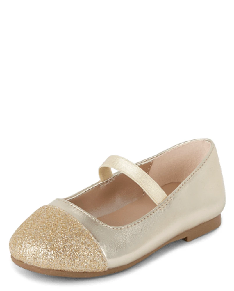 Toddler Girls Metallic Glitter Ballet Flats