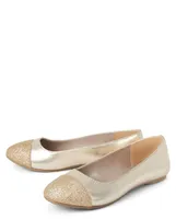 Girls Metallic Glitter Ballet Flats