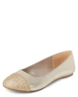 Girls Metallic Glitter Ballet Flats