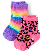 Toddler Girls Leopard Cozy Socks 2-Pack