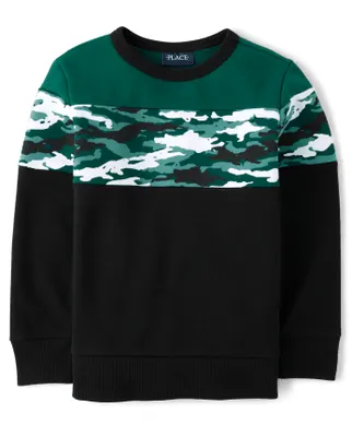 Boys Camo Colorblock Fleece Sweatshirt