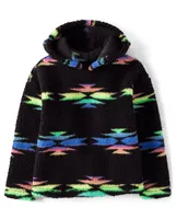 Girls Print Sherpa Hoodie