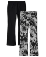 Girls Tie Dye Flare Leggings 2-Pack