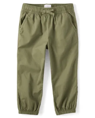 Girls Twill Pull-On Cropped Jogger Pants