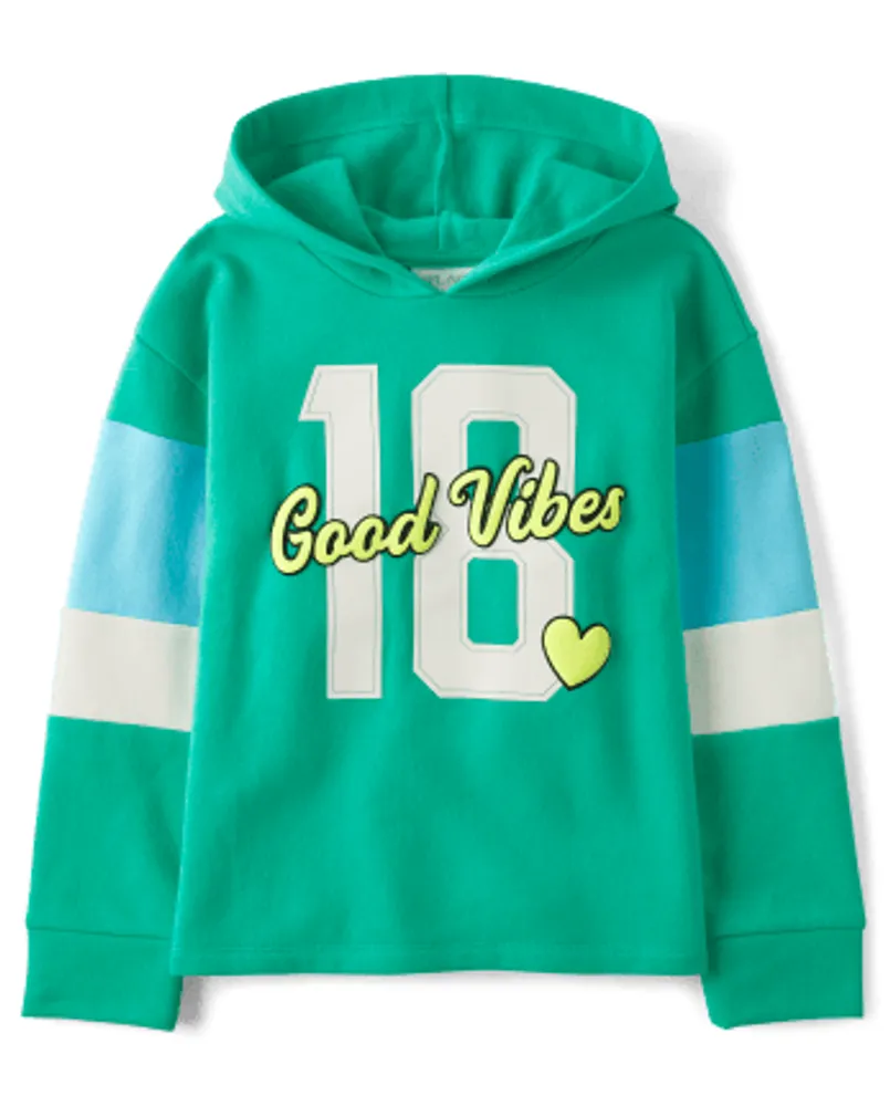 Girls Good Vibes French Terry Boxy Hoodie