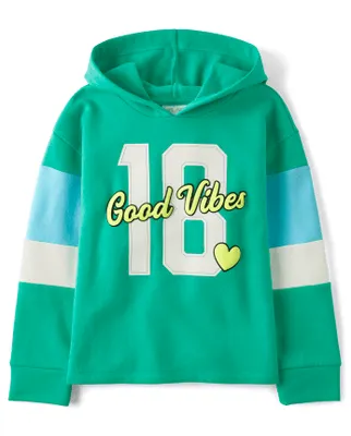 Girls Good Vibes French Terry Boxy Hoodie