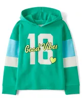 Girls Good Vibes French Terry Boxy Hoodie