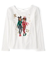 Girls Sequin Christmas Cross-Back Top