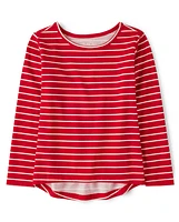 Girls Striped High Low Tee Shirt