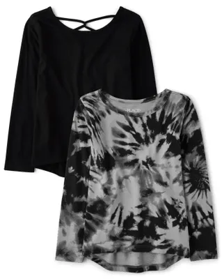 Girls Tie Dye High-Low Top 2-Pack