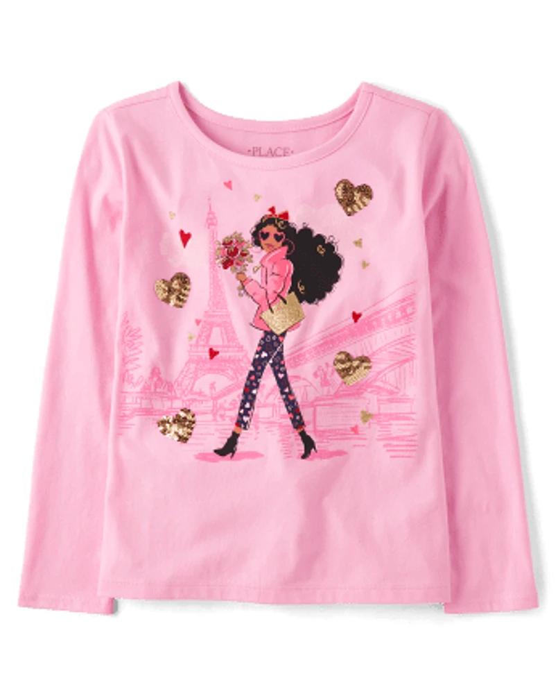 Girls Paris Girl Graphic Top