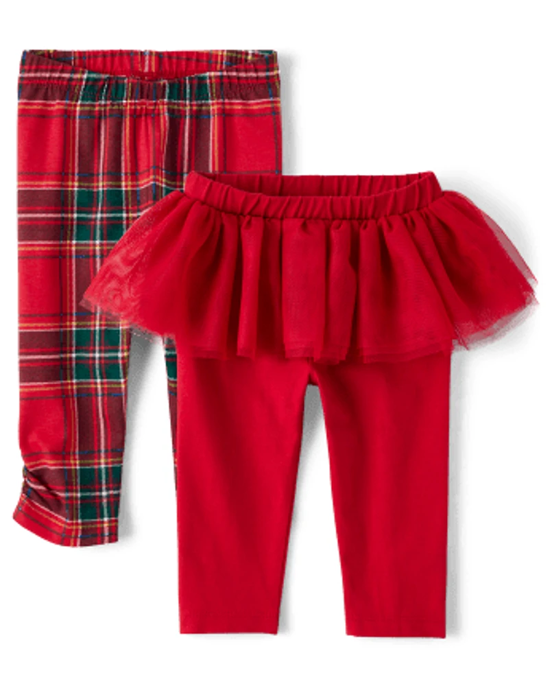 Baby Girls Plaid Tutu Leggings 2-Pack