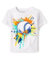 Baby And Toddler Boys Baseball Paint Splatter Graphic Tee