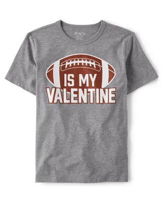 Boys Football Valentine Graphic Tee