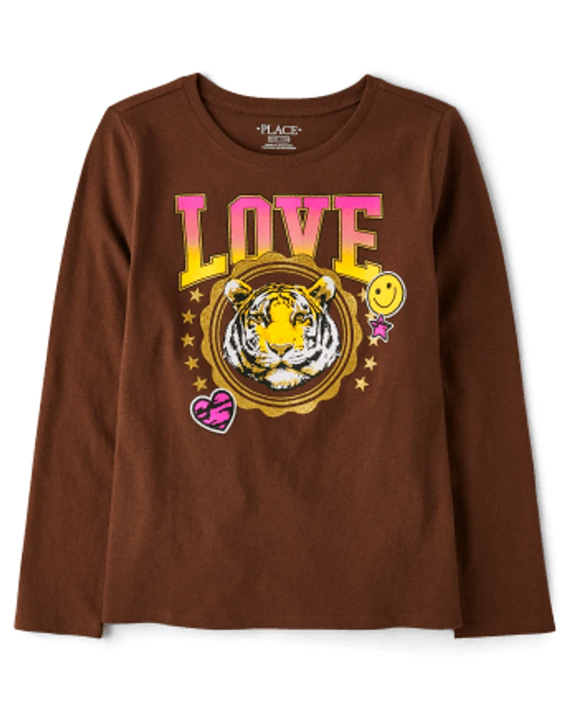 T-shirt graphique Tiger Love pour filles