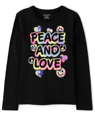 Girls Peace And Love Graphic Tee