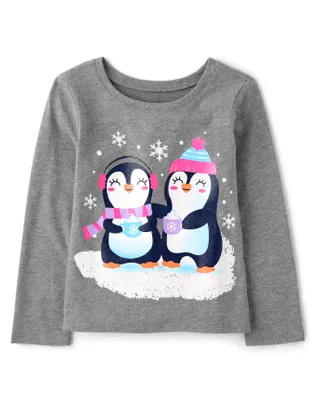 Baby And Toddler Girls Penguin Besties Graphic Tee