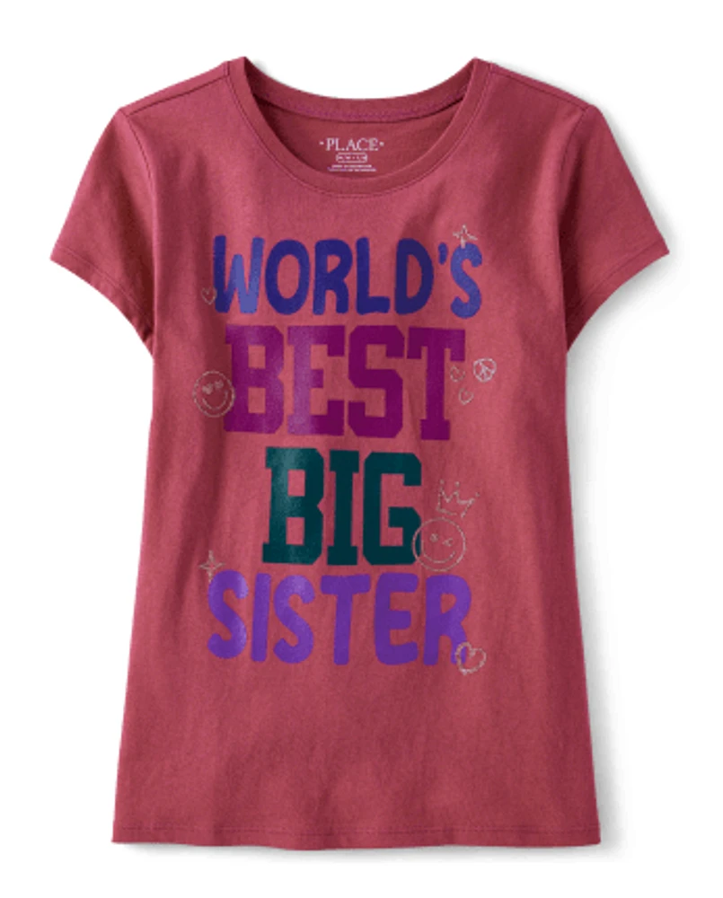 Girls World's Best Big Sister Graphic Tee