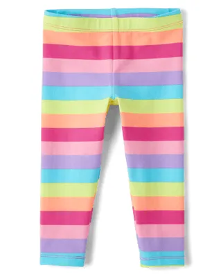 Toddler Girls Rainbow Striped Leggings