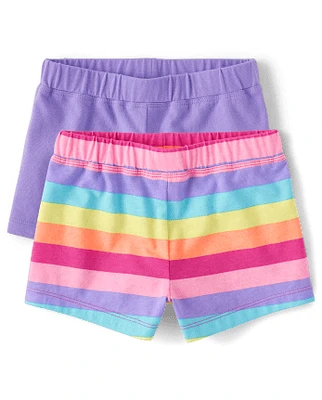 tout-petit, fille arc-en-ciel Short Rayé 2-Pack