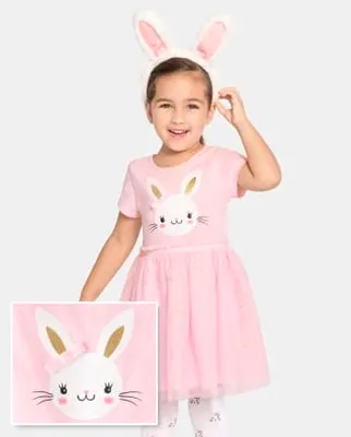 Toddler Girls Bunny Mesh Tutu Dress