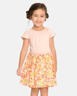 Baby And Toddler Girls Mommy Me Floral Smocked Fit Flare Dress