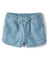 Baby And Toddler Girls Chambray Pull On Shorts