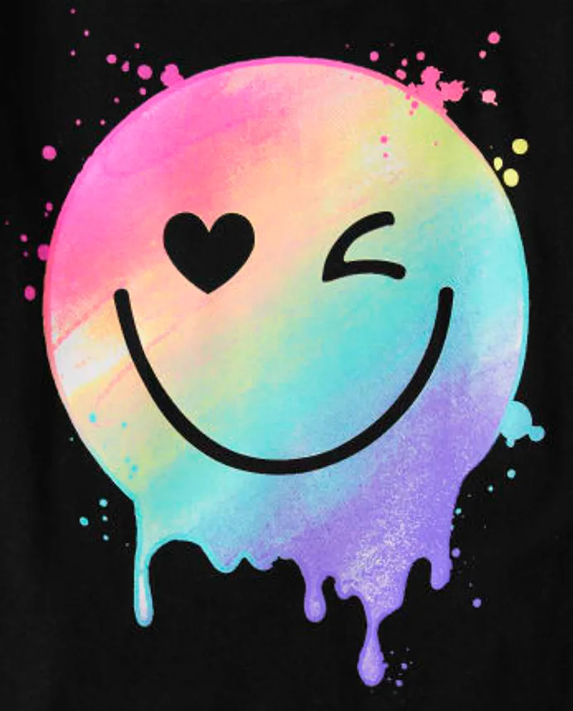 Fille arc-en-ciel Happy Face T-shirt imprim